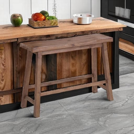 Boraam Sonoma Saddle Bench, 24-Inch, Barnwood Wire-Brush, Model:75025