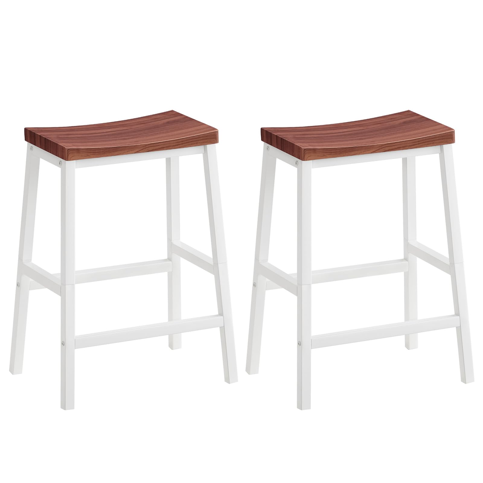 HOOBRO Bar Stools, Set of 2 Bar Chairs, 23.6 Inch Saddle Stools, Kitchen Counter Seat with Footrests, Industrial Barstools for Dining Room, Kitchen, Counter, Rustic Brown and Black BF02MD01