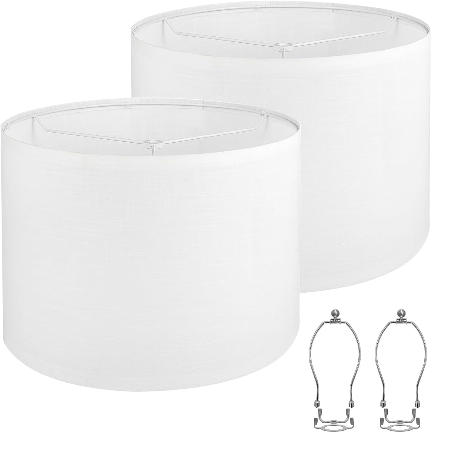 Lamp Shade, Beige Drum Lampshades for Table & Floor Lamps, Natural Linen Hand Crafted Replacement Lamp Shades with Harp Holders, 13" Top x 13" Bottom x 10" High (Beige-1PACK)