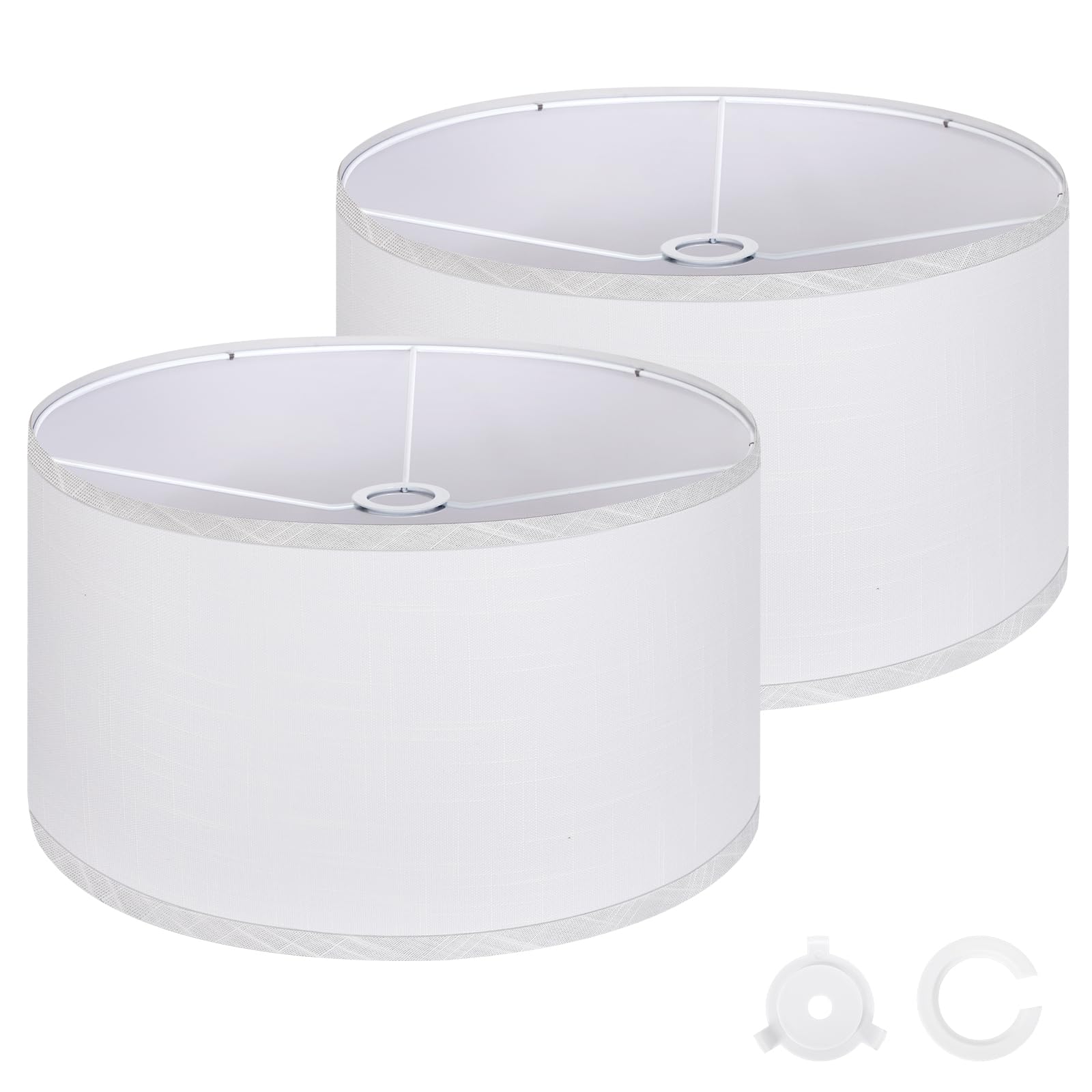 OUTON Beige Large Drum Lamp Shades for Floor Lamps, 16" Top x16" Bottom x 9" High, Easy to Assemble, Replacement Linen Lampshades for Table Lamps & Bedside Lamps (1.65" Spider)
