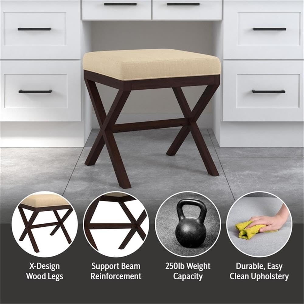Hillsdale Morgan Upholstered Backless Vanity Stool for Make up Room or Bathroom, Espresso