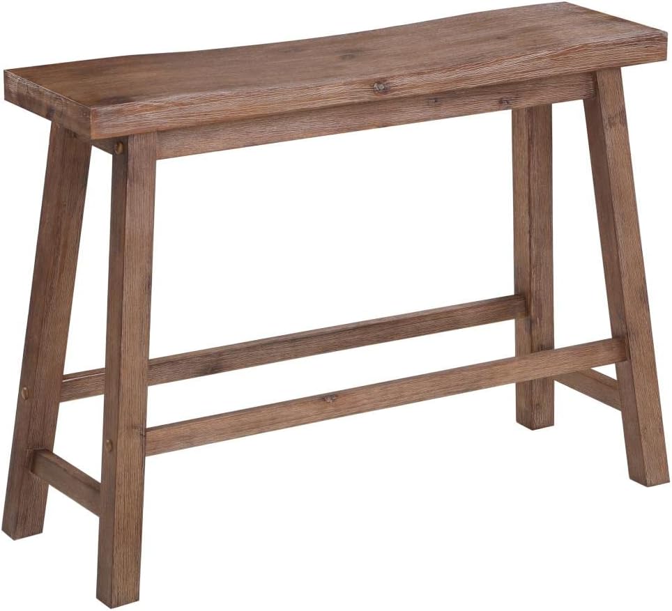 Boraam Sonoma Saddle Bench, 24-Inch, Barnwood Wire-Brush, Model:75025