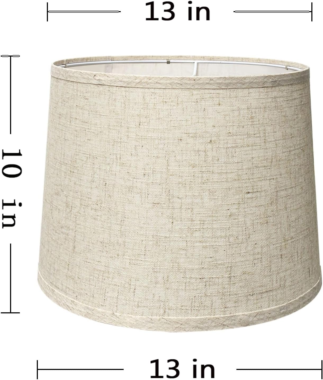 Lamp Shade, Beige Drum Lampshades for Table & Floor Lamps, Natural Linen Hand Crafted Replacement Lamp Shades with Harp Holders, 13" Top x 13" Bottom x 10" High (Beige-1PACK)
