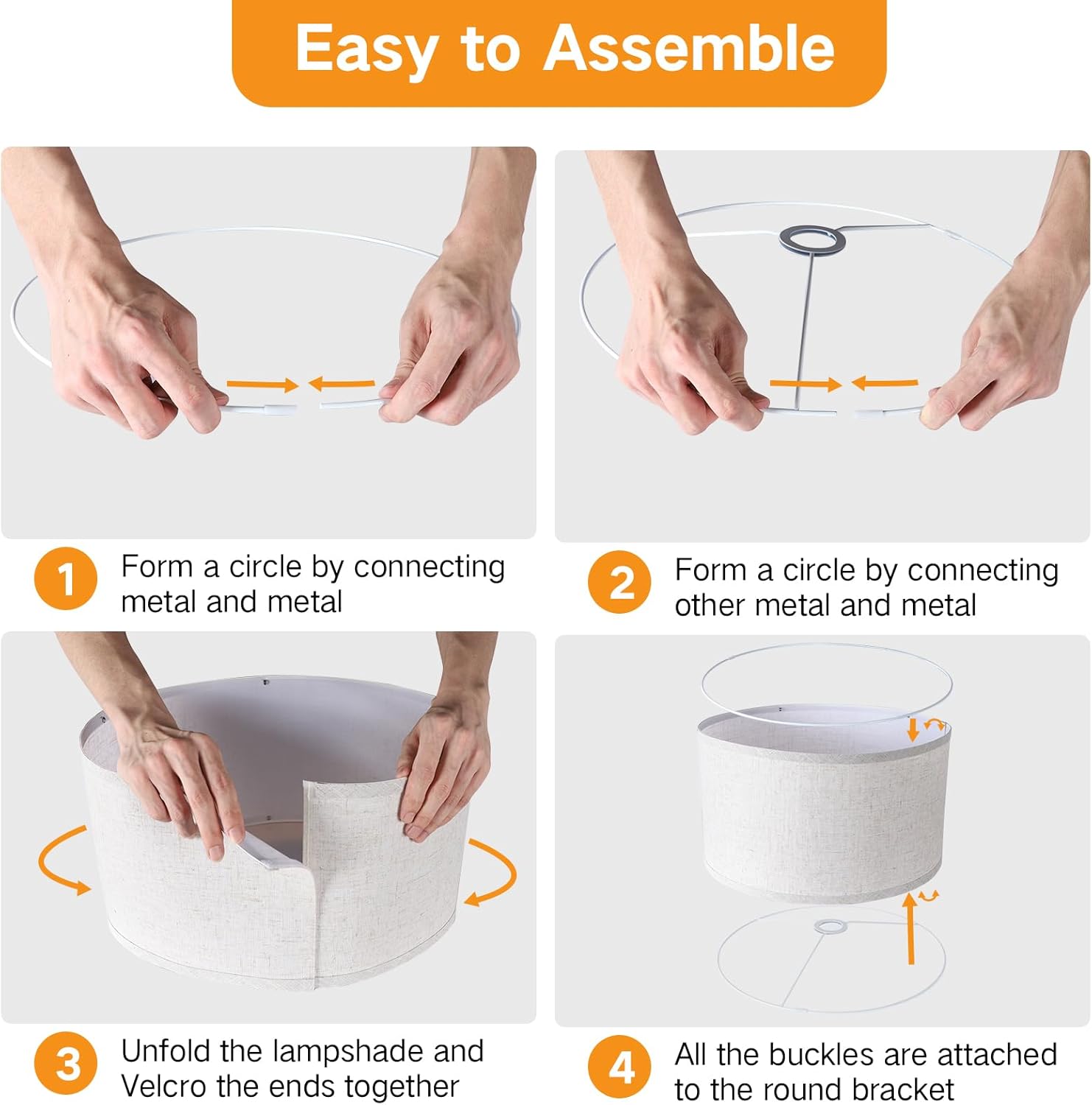 OUTON Beige Large Drum Lamp Shades for Floor Lamps, 16" Top x16" Bottom x 9" High, Easy to Assemble, Replacement Linen Lampshades for Table Lamps & Bedside Lamps (1.65" Spider)