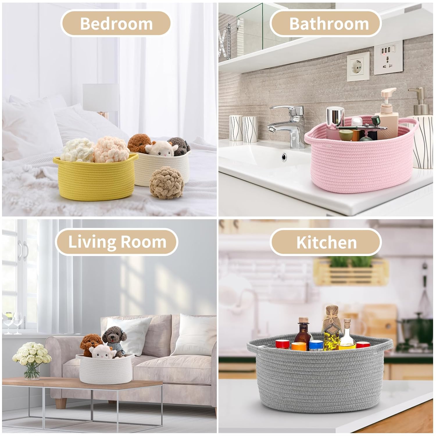 Cute Woven Easter Basket with Handle, Baskets for Gifts Empty, Present Containers for Raffle Baby Shower Burr Basket, Decorative Organizer Box for Storage Baby Toy, 13" D x 8" W x 6" H