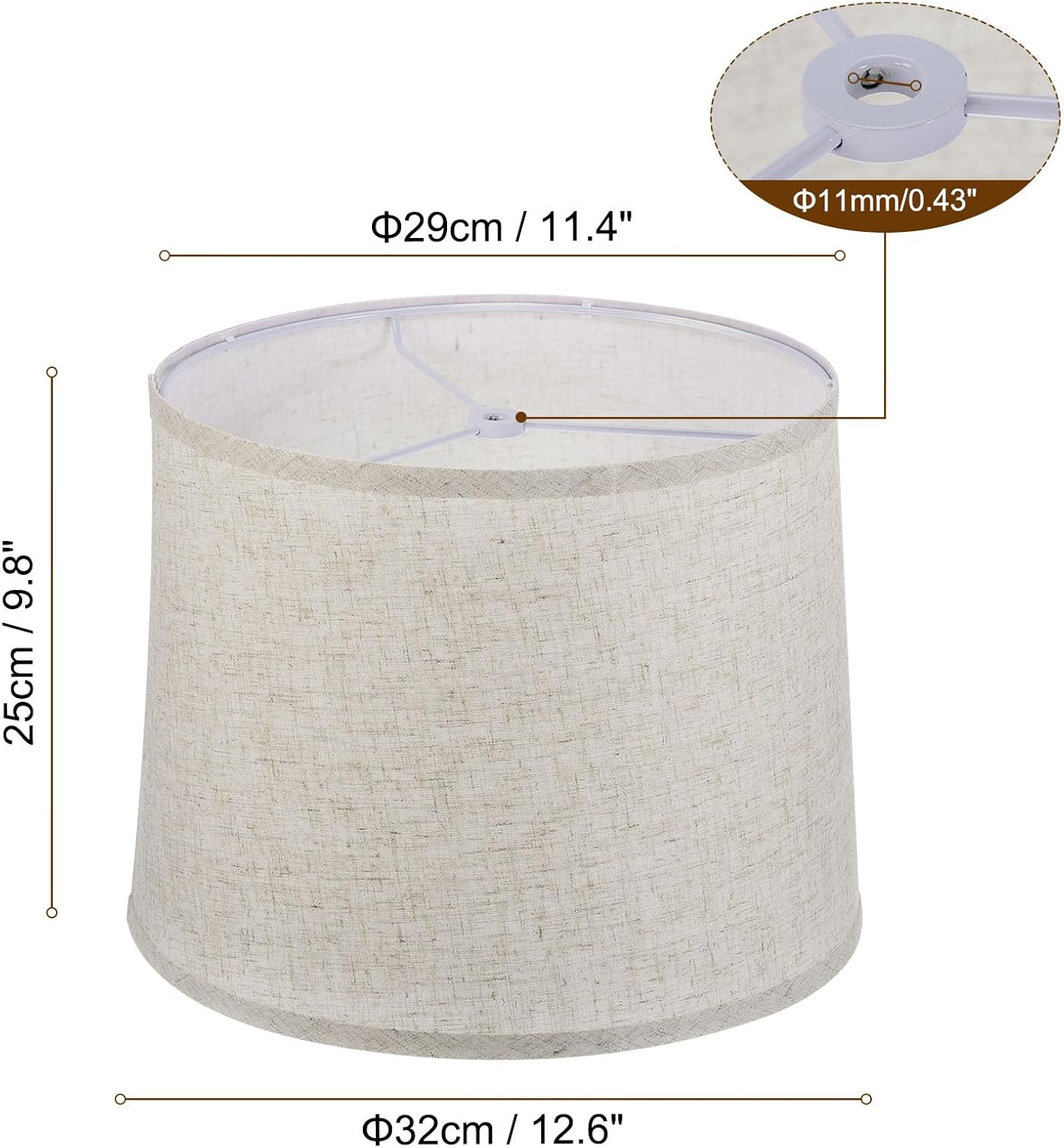 PATIKIL Lamp shades for Table Lamps 11.4" Top x 12.6" Bottom x 9.8" High Drum Lamp shades for Floor Lamps Medium Linen Lampshade Easy Assembly for Lamp Replacement, Beige