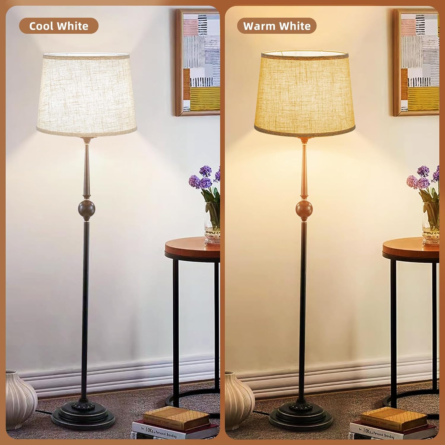 Lamp shades Set of 2, Drum Lamp shades 11" Top x 13" Bottom x 10" High,Medium Lampshades,Natural Linen Lamp Shades for Table Lamp & Floor Lamp - Lampshades Replacement (Beige)