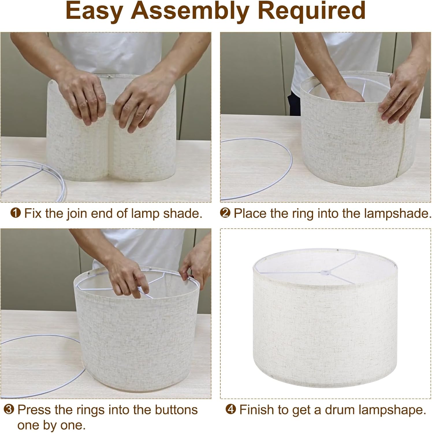 PATIKIL Lamp shades for Table Lamps 11.4" Top x 12.6" Bottom x 9.8" High Drum Lamp shades for Floor Lamps Medium Linen Lampshade Easy Assembly for Lamp Replacement, Beige