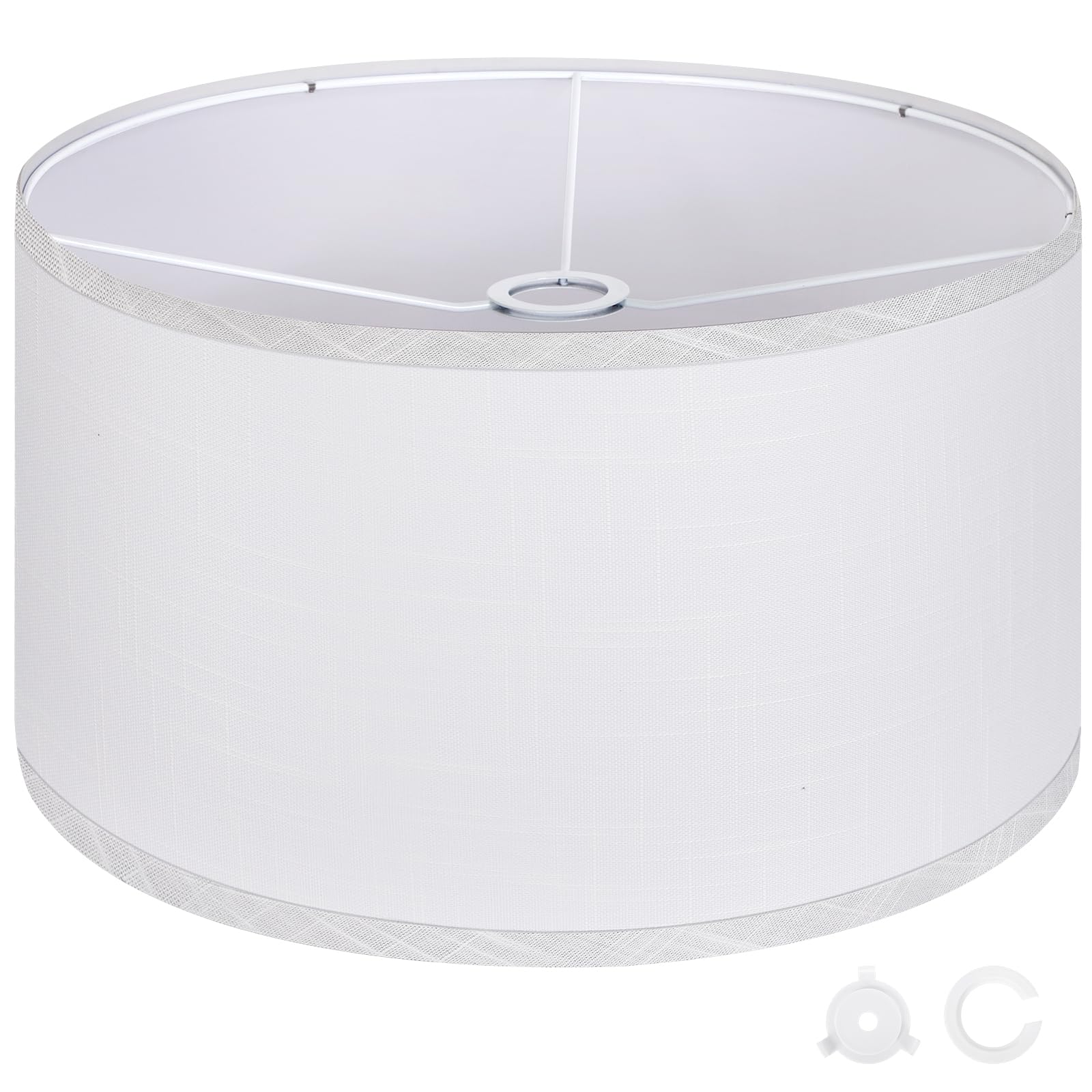 OUTON Beige Large Drum Lamp Shades for Floor Lamps, 17.5" Top x 17.5" Bottom x 10" High, Easy to Assemble, Replacement Linen Lampshades for Table Lamps & Bedside Lamps (1.65" Spider)