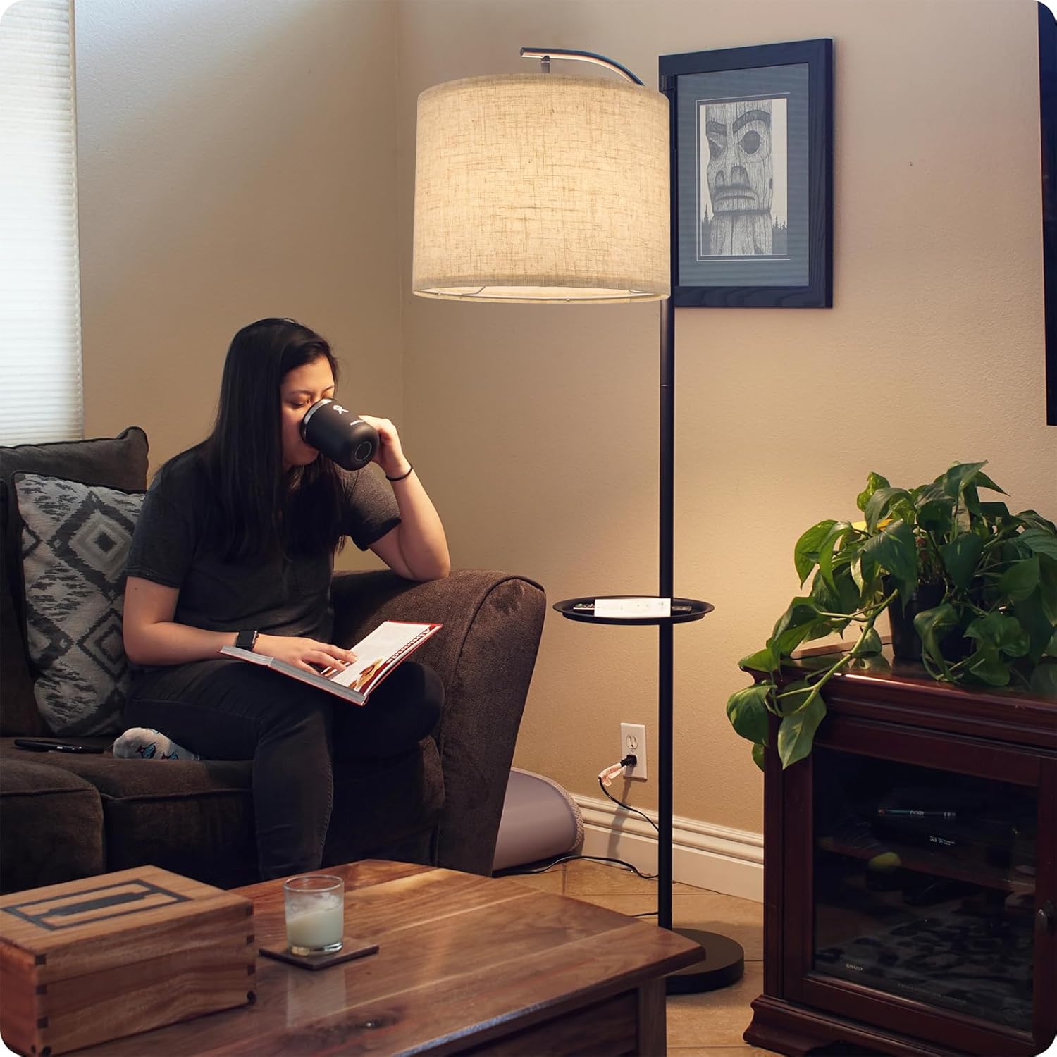 Beige Lamp Shade, Large Drum Lampshade 13''Top X 13'' Bottom X 10'' High, Replacement Lamp Shade Natural Linen Hand Crafted for Table Lamps Floor Lamps Chandelier Lamp, Easy Assembly Required