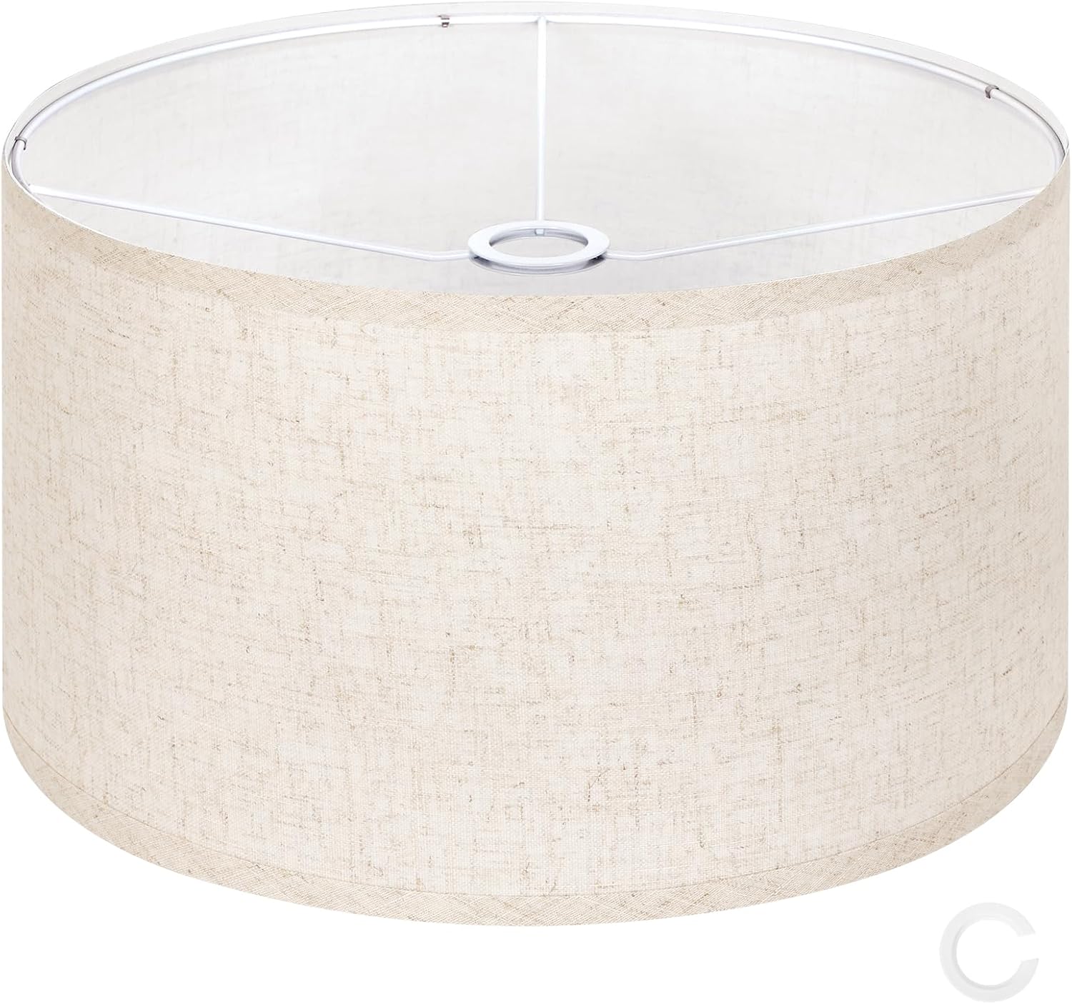 OUTON Beige Large Drum Lamp Shades for Floor Lamps, 16" Top x16" Bottom x 9" High, Easy to Assemble, Replacement Linen Lampshades for Table Lamps & Bedside Lamps (1.65" Spider)