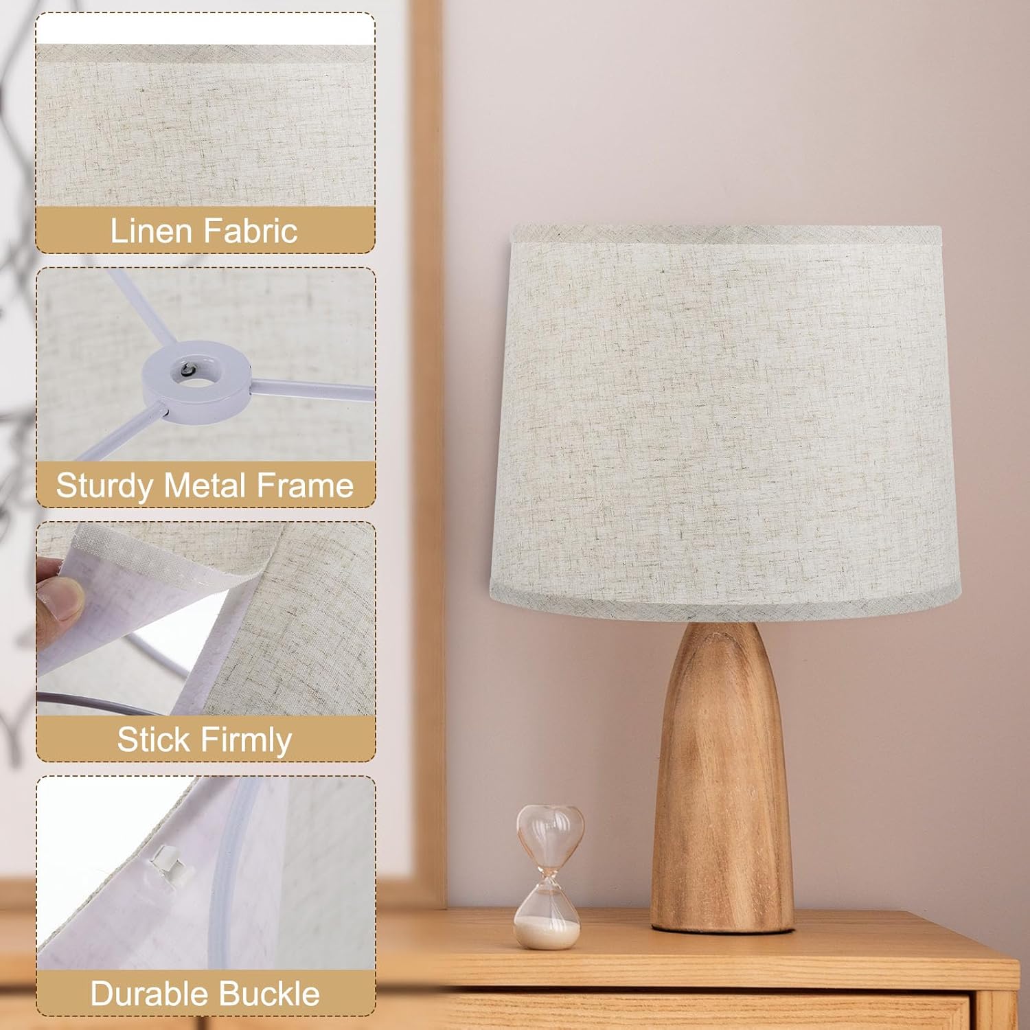 PATIKIL Lamp shades for Table Lamps 11.4" Top x 12.6" Bottom x 9.8" High Drum Lamp shades for Floor Lamps Medium Linen Lampshade Easy Assembly for Lamp Replacement, Beige