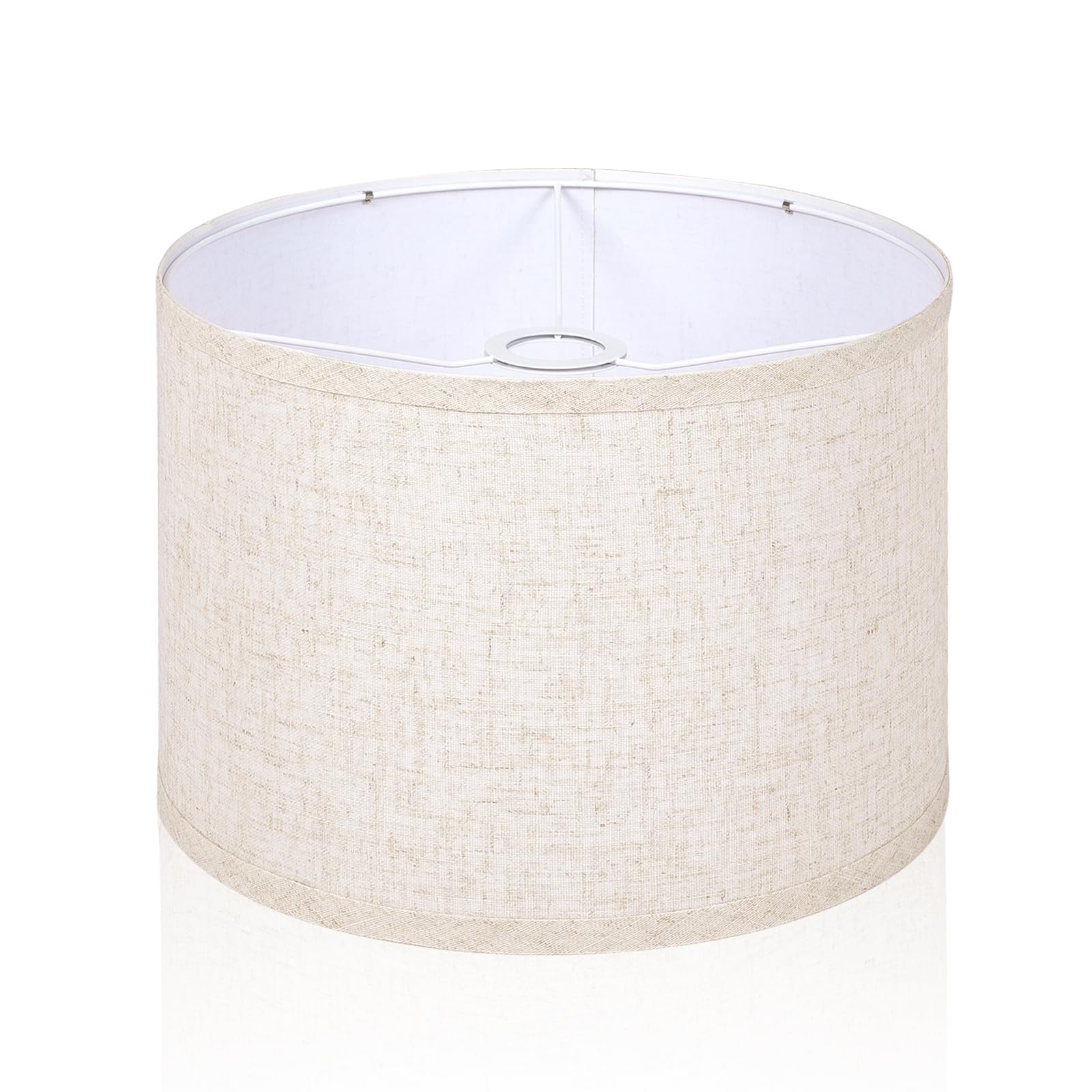 OUTON Beige Large Drum Lamp Shades for Floor Lamps, 16" Top x16" Bottom x 9" High, Easy to Assemble, Replacement Linen Lampshades for Table Lamps & Bedside Lamps (1.65" Spider)