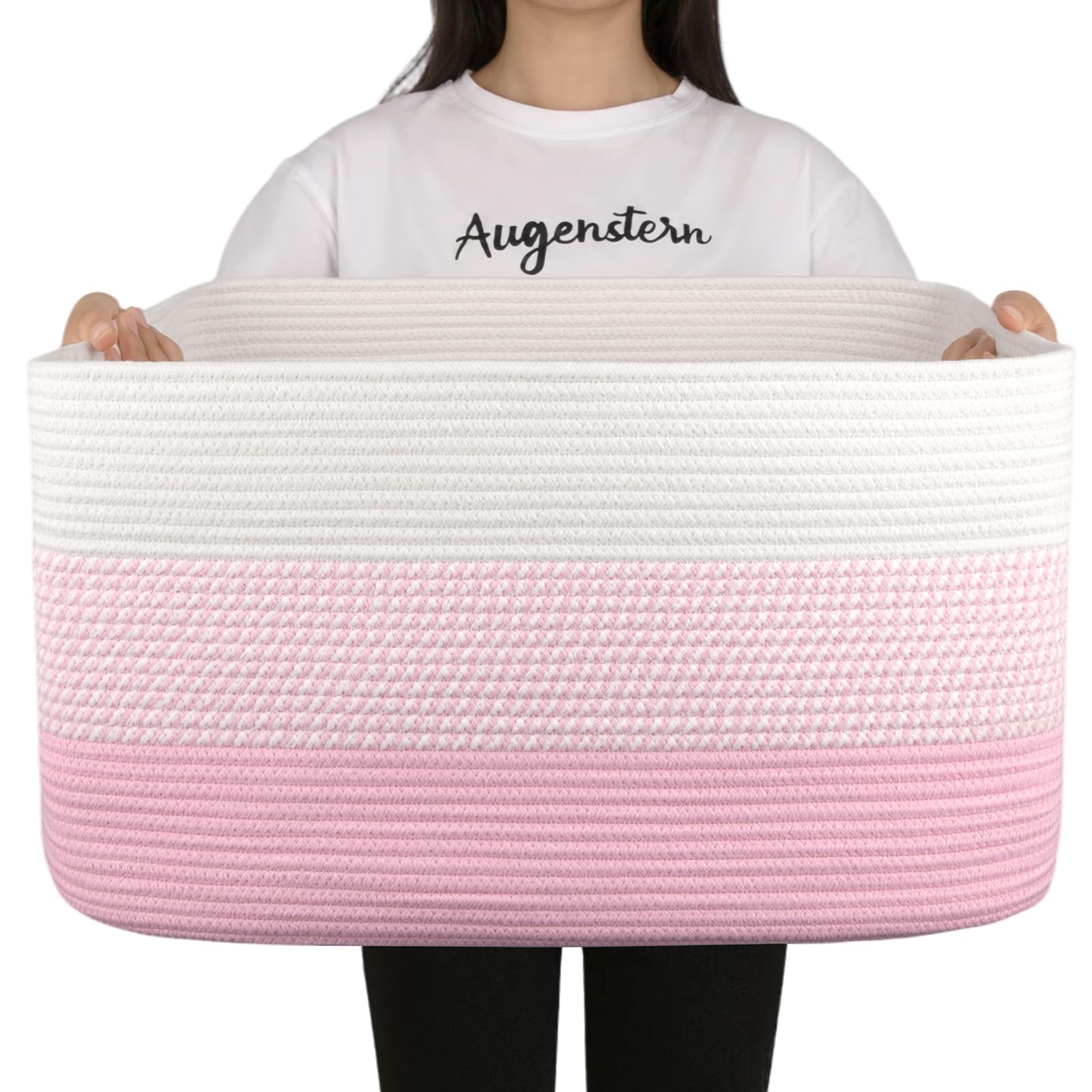 OIAHOMY Large Blanket Basket, 22”x17”x12” Rectangle Woven Baskets, Nursery Blanket Storage Living Room, Toy Storage With Handle, Large Baskets for Organizing-Gradient Yellow