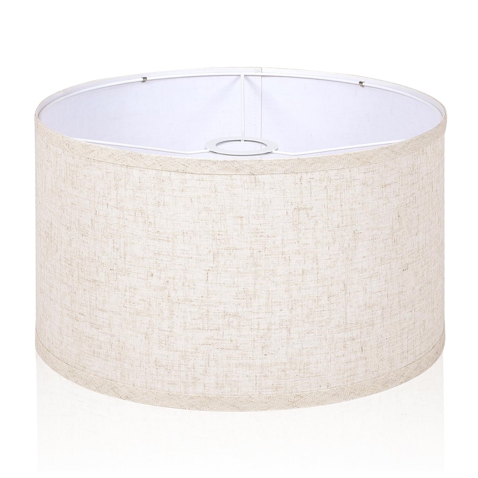 OUTON Beige Large Drum Lamp Shades for Floor Lamps, 16" Top x16" Bottom x 9" High, Easy to Assemble, Replacement Linen Lampshades for Table Lamps & Bedside Lamps (1.65" Spider)