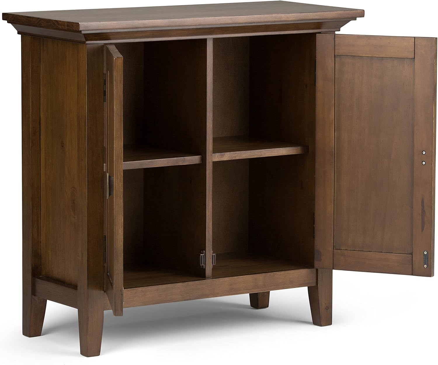 SIMPLIHOME Redmond SOLID WOOD 32 inch Wide Transitional Low Storage Cabinet in Rustic Natural Aged Brown for the Living Room, Entryway and Family Room