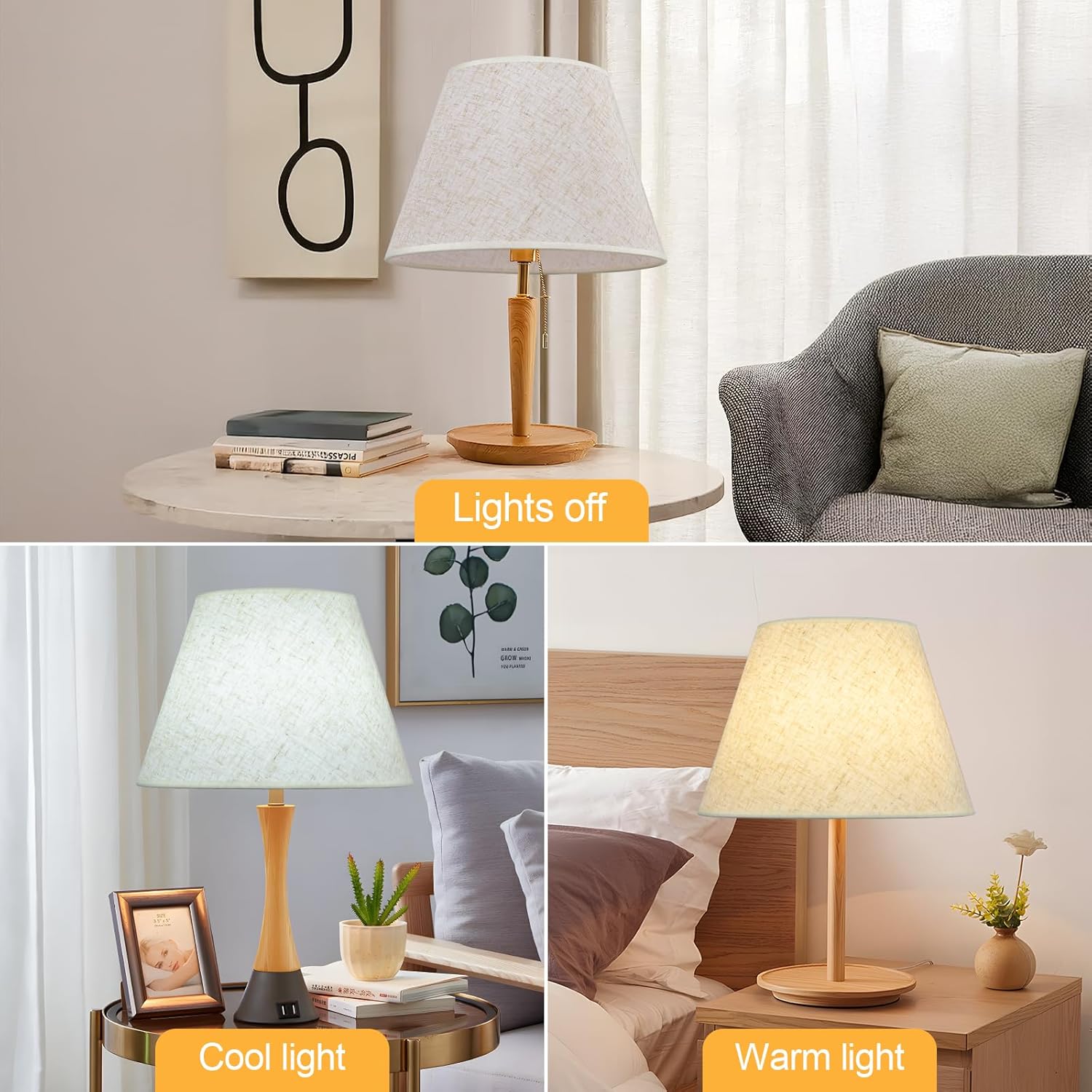 Beige Linen Barrel Lamp Shade for Table Lamps,6" Top x 10" Bottom x 7" High Small Lamp Shade,Beige Modern Fabric Lampshade,Replaceable Spider Fitter Home Decor Shade