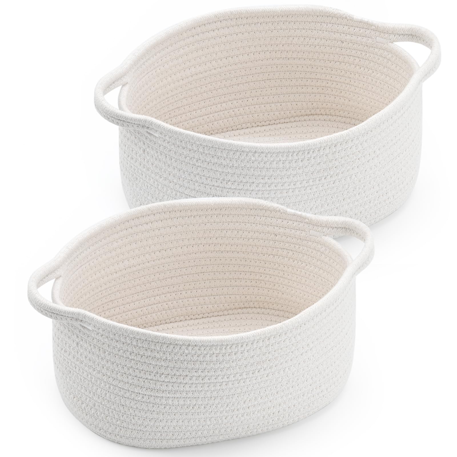 Cute Woven Easter Basket with Handle, Baskets for Gifts Empty, Present Containers for Raffle Baby Shower Burr Basket, Decorative Organizer Box for Storage Baby Toy, 13" D x 8" W x 6" H