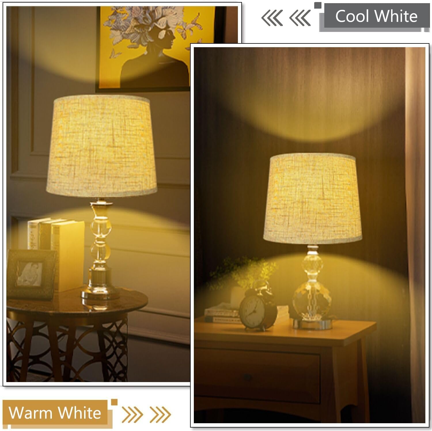 Lamp Shade, Beige Drum Lampshades for Table & Floor Lamps, Natural Linen Hand Crafted Replacement Lamp Shades with Harp Holders, 13" Top x 13" Bottom x 10" High (Beige-1PACK)