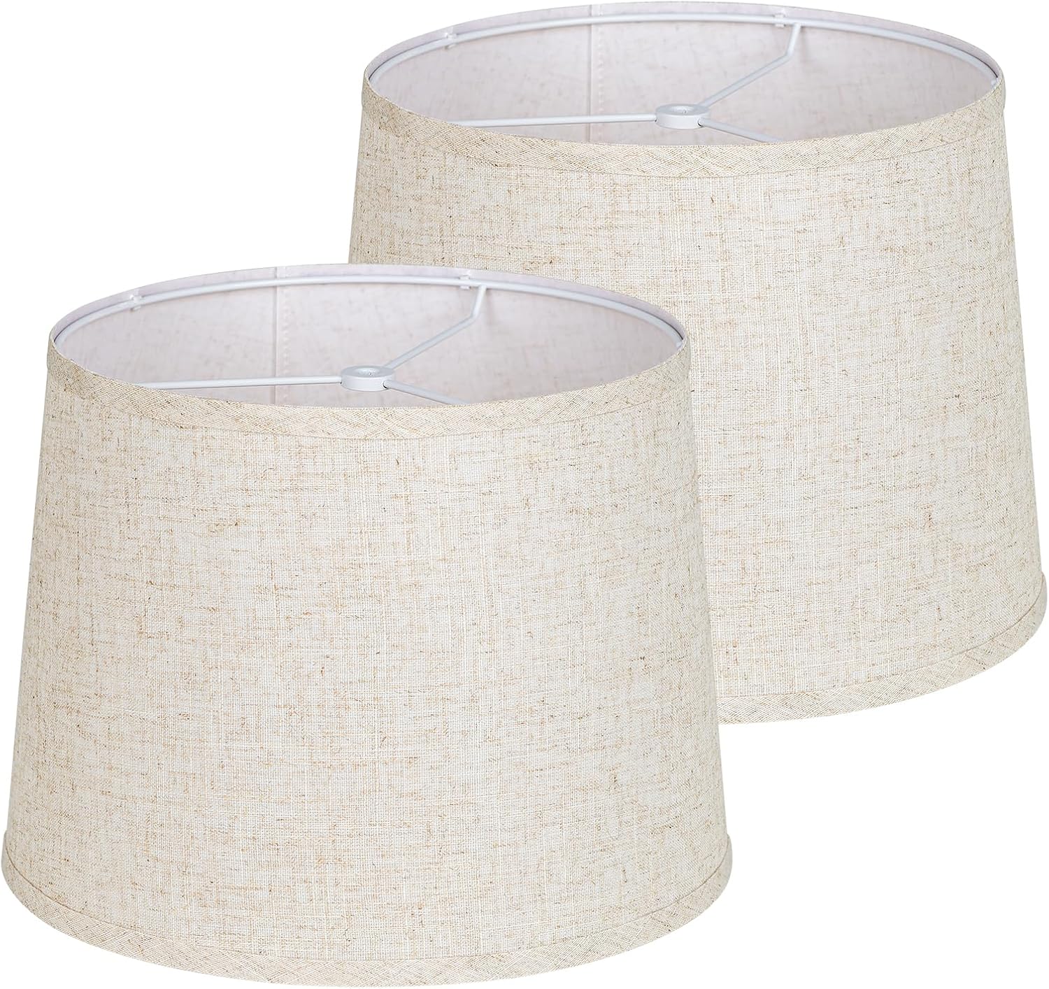 Lamp shades Set of 2, Drum Lamp shades 11" Top x 13" Bottom x 10" High,Medium Lampshades,Natural Linen Lamp Shades for Table Lamp & Floor Lamp - Lampshades Replacement (Beige)