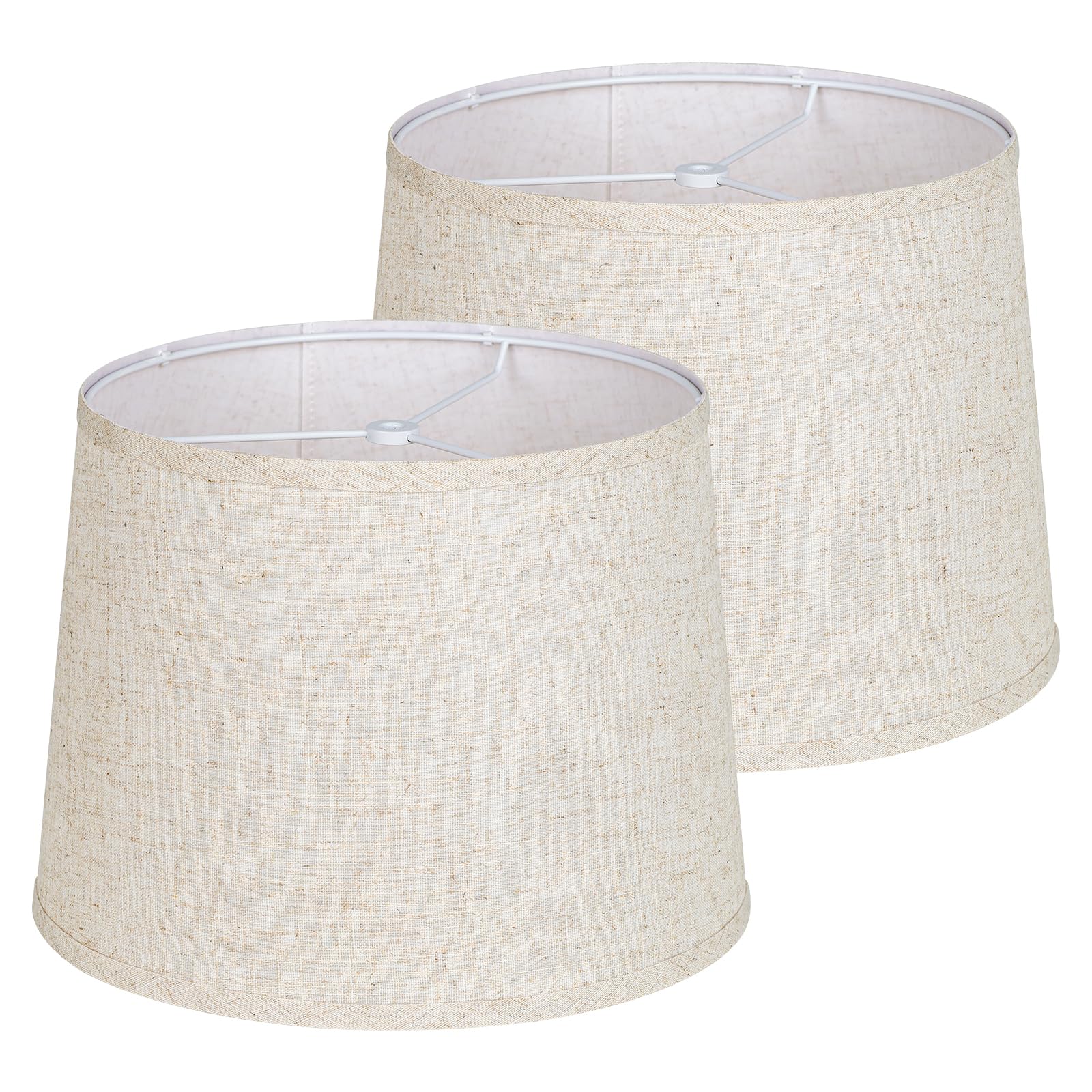 Lamp shades Set of 2, Drum Lamp shades 11" Top x 13" Bottom x 10" High,Medium Lampshades,Natural Linen Lamp Shades for Table Lamp & Floor Lamp - Lampshades Replacement (Beige)
