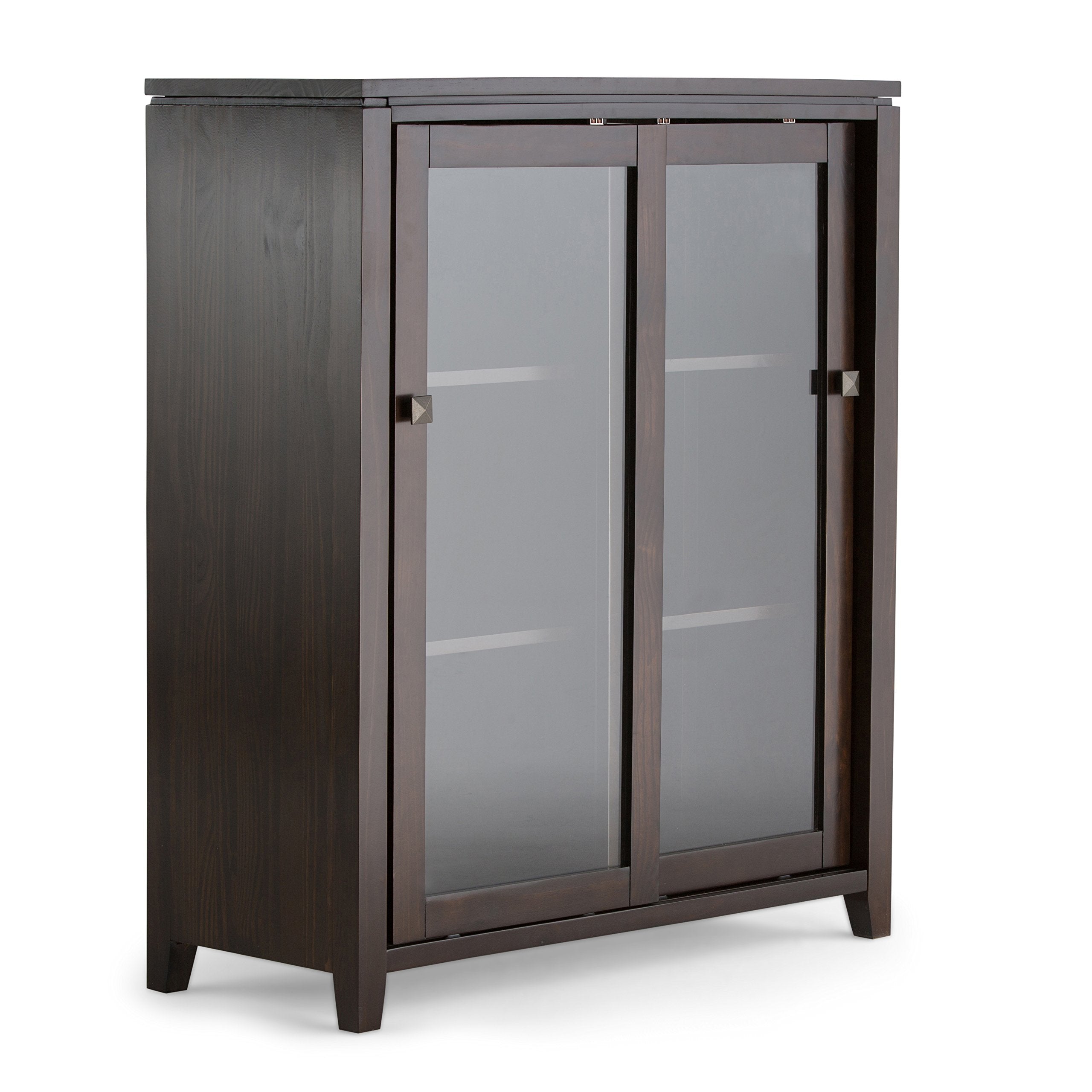 SIMPLIHOME Redmond SOLID WOOD 32 inch Wide Transitional Low Storage Cabinet in Rustic Natural Aged Brown for the Living Room, Entryway and Family Room