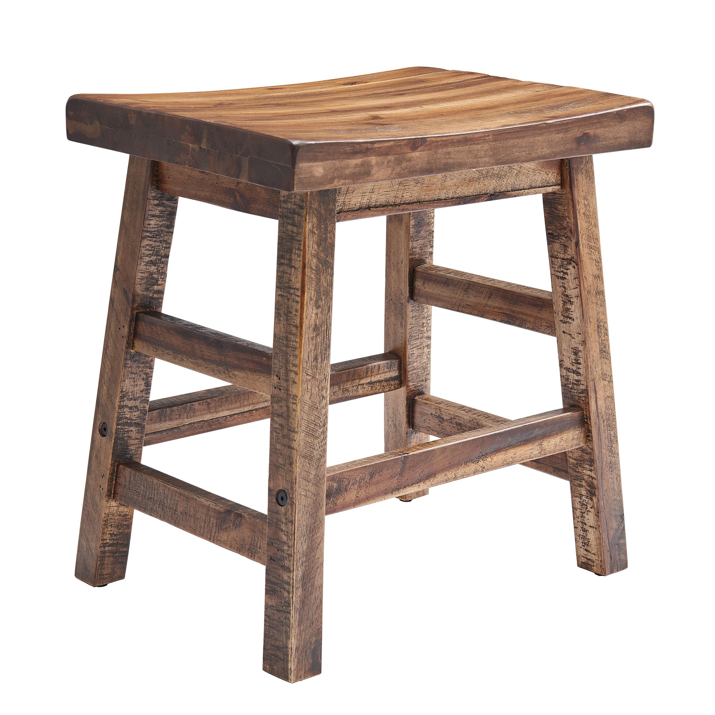 Alaterre Furniture Durango 20-Inch Tall Industrial Wood Dining Stool - Table or Extra Seat - Unique Rustic Industrial Style and Comfort - Farmhouse, Solid Wood Furniture