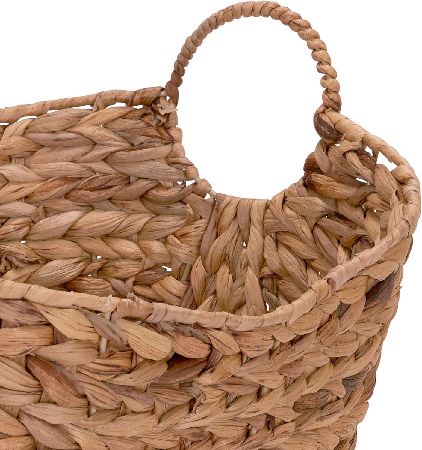 Household Essentials ML-4002 Tall Water Hyacinth Wicker Basket with Handles | Natural, Brown, Natural