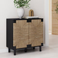 Nathan James Beacon Accent Natural Sideboard Storage Cabinet in Light Wood with Adjustable Interior Shelf and Seagrass Doors, for Hallway, Entryway or Dining Room, Light Brown