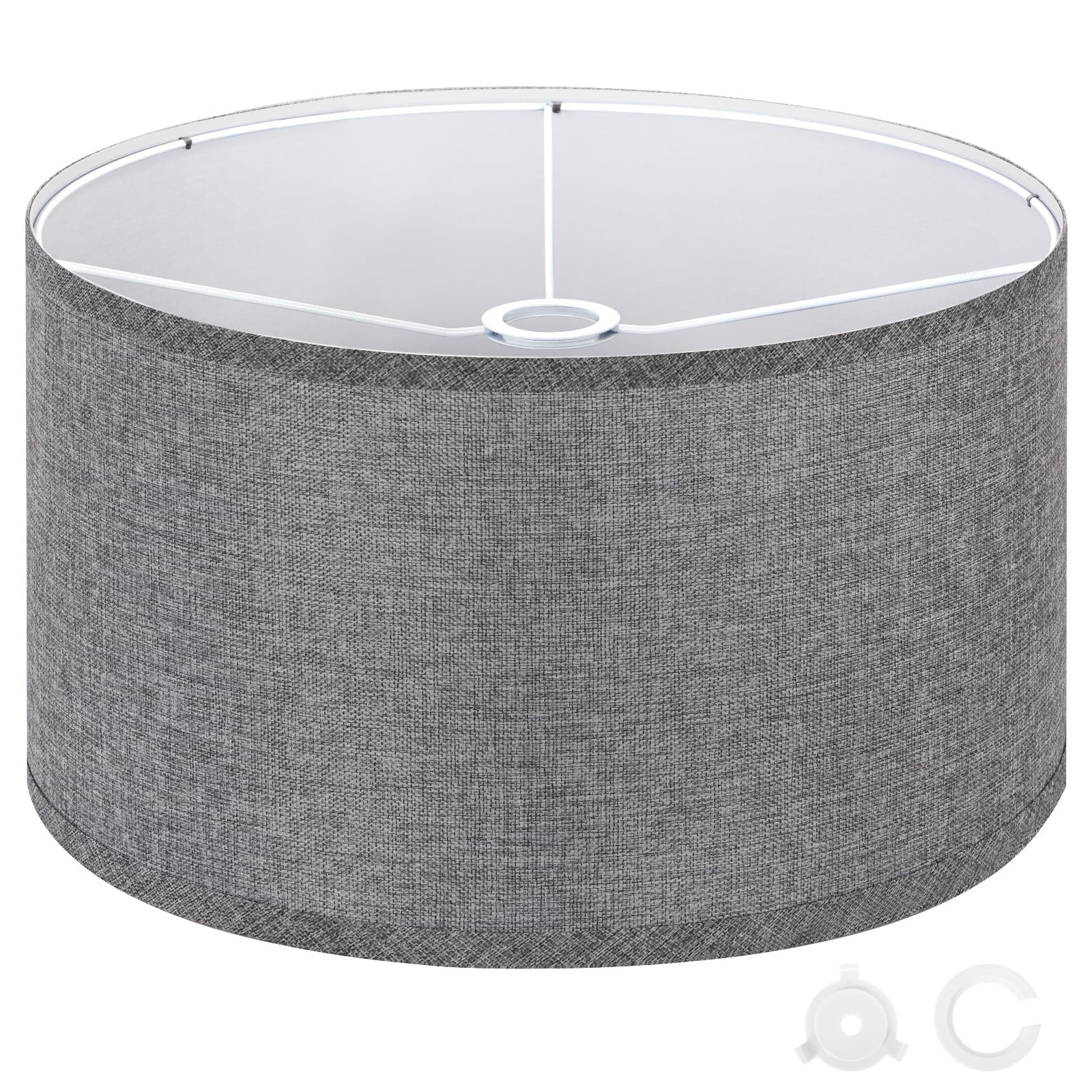 OUTON Beige Large Drum Lamp Shades for Floor Lamps, 16" Top x16" Bottom x 9" High, Easy to Assemble, Replacement Linen Lampshades for Table Lamps & Bedside Lamps (1.65" Spider)