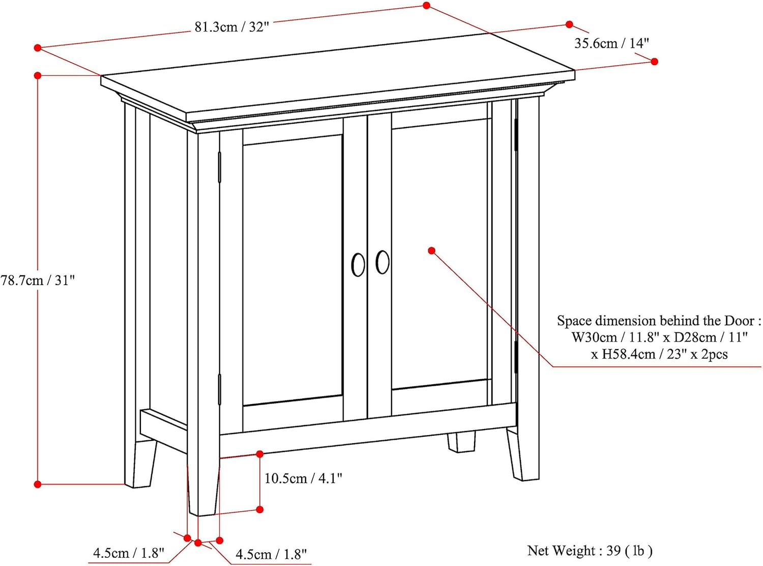 SIMPLIHOME Redmond SOLID WOOD 32 inch Wide Transitional Low Storage Cabinet in Rustic Natural Aged Brown for the Living Room, Entryway and Family Room