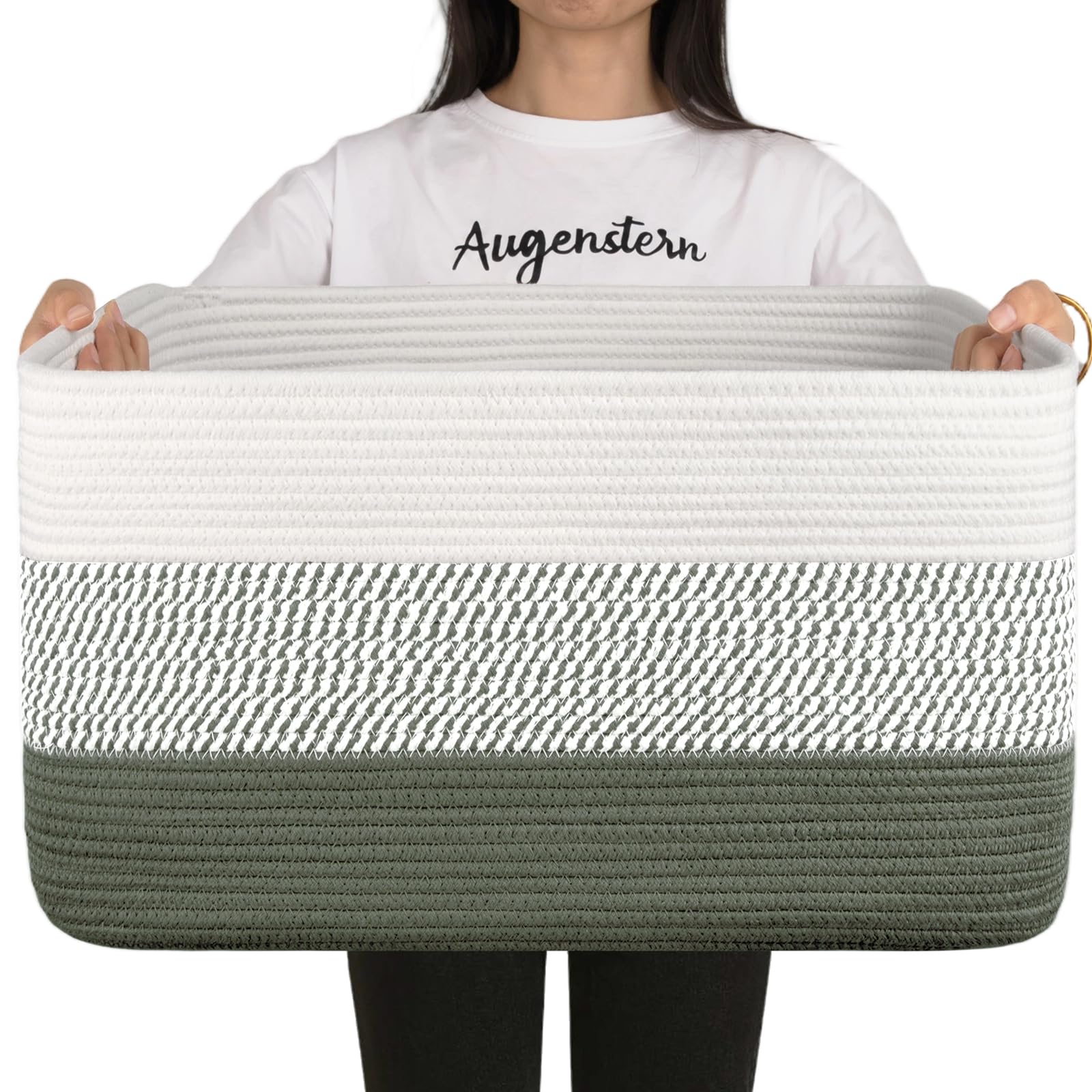 OIAHOMY Large Blanket Basket, 22”x17”x12” Rectangle Woven Baskets, Nursery Blanket Storage Living Room, Toy Storage With Handle, Large Baskets for Organizing-Gradient Yellow