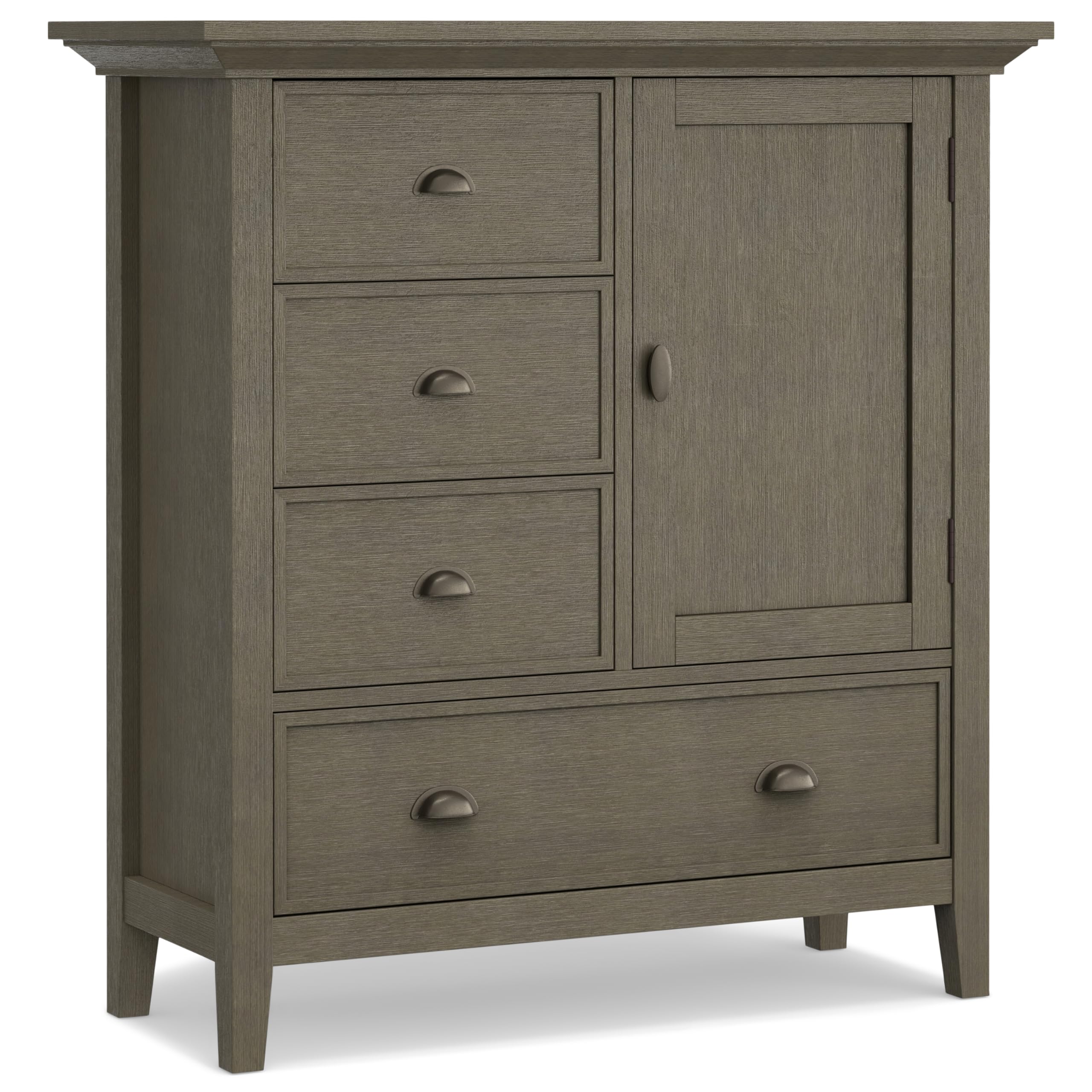 SIMPLIHOME Redmond SOLID WOOD 32 inch Wide Transitional Low Storage Cabinet in Rustic Natural Aged Brown for the Living Room, Entryway and Family Room