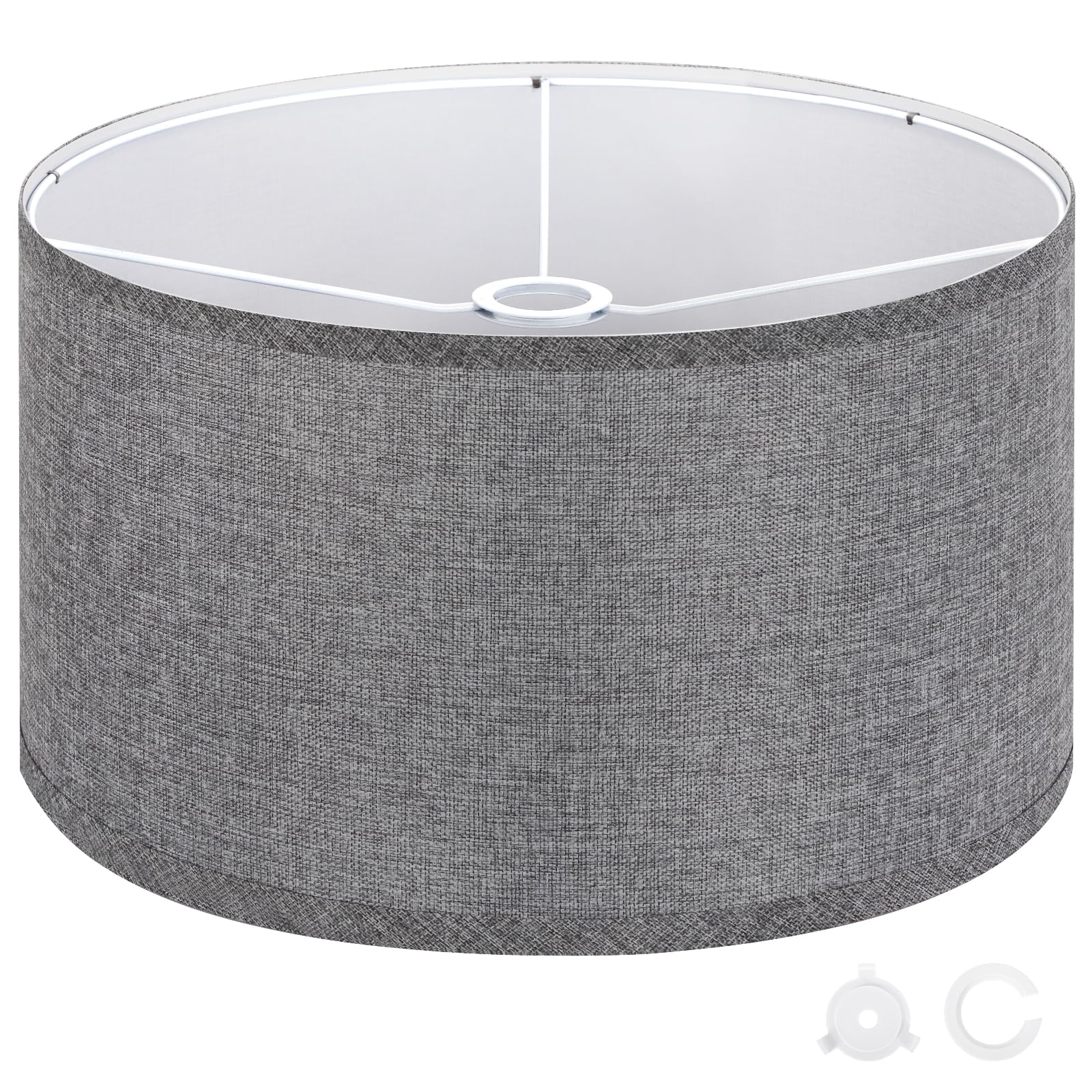 OUTON Beige Large Drum Lamp Shades for Floor Lamps, 17.5" Top x 17.5" Bottom x 10" High, Easy to Assemble, Replacement Linen Lampshades for Table Lamps & Bedside Lamps (1.65" Spider)