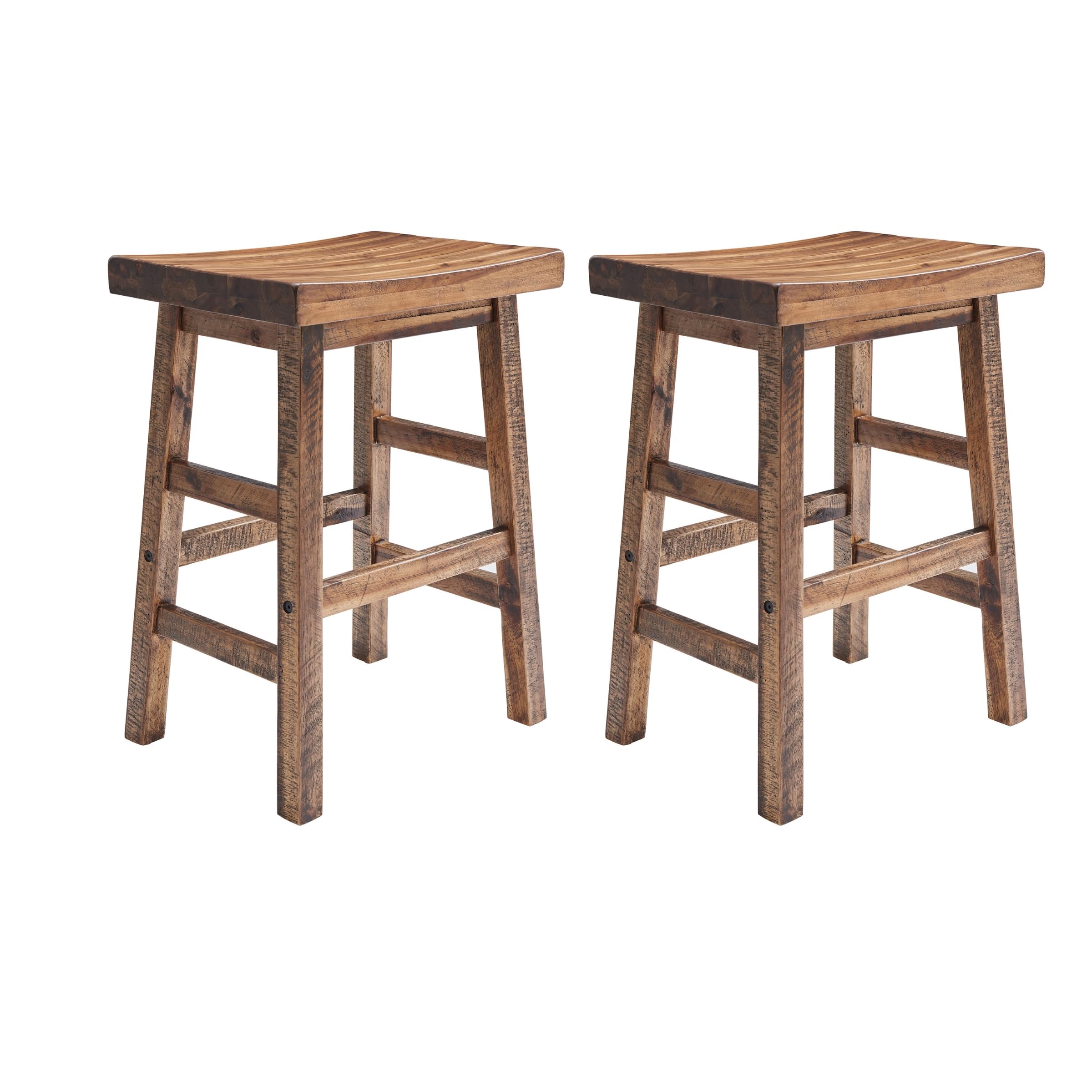 Alaterre Furniture Durango 20-Inch Tall Industrial Wood Dining Stool - Table or Extra Seat - Unique Rustic Industrial Style and Comfort - Farmhouse, Solid Wood Furniture