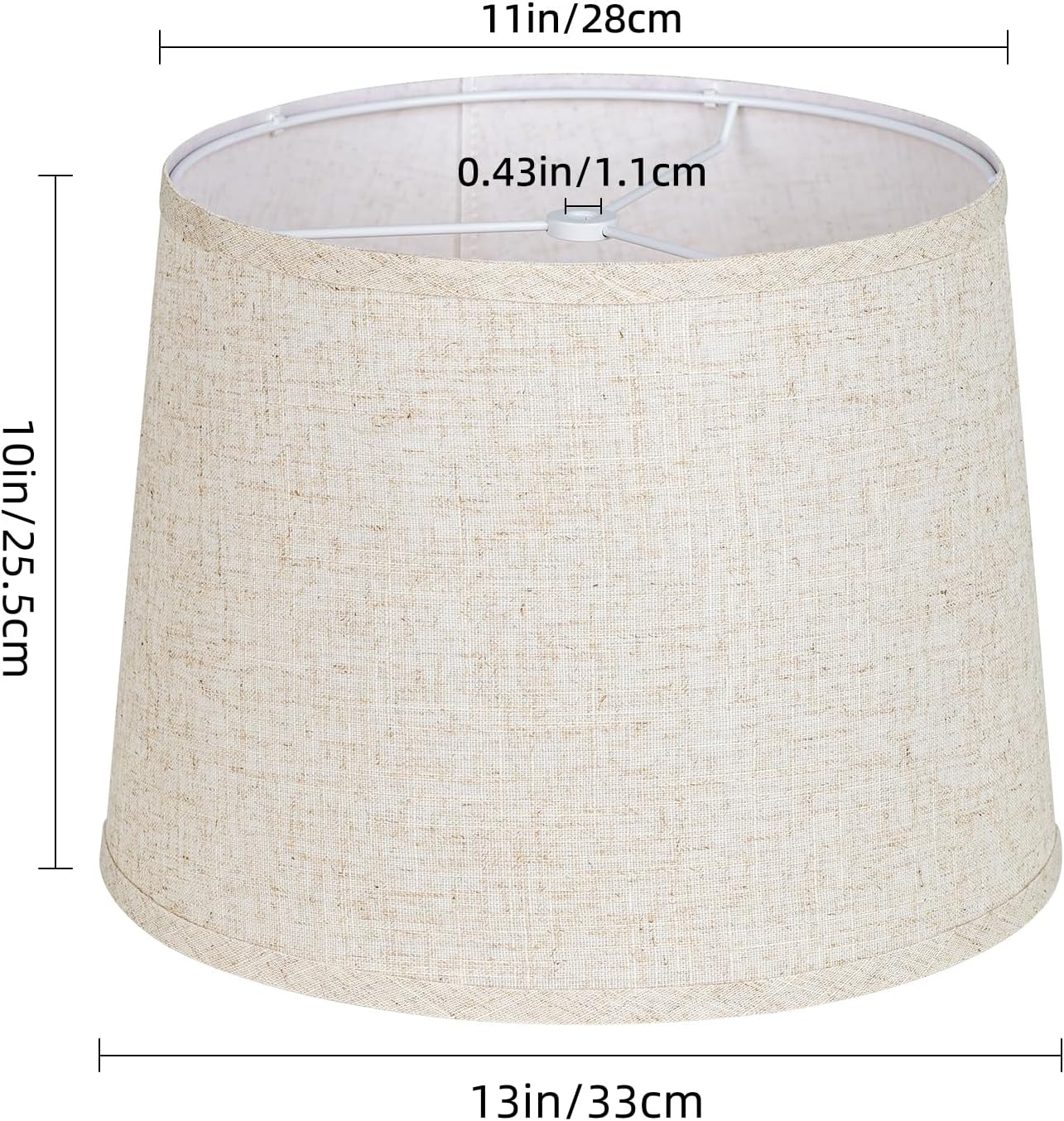 Lamp shades Set of 2, Drum Lamp shades 11" Top x 13" Bottom x 10" High,Medium Lampshades,Natural Linen Lamp Shades for Table Lamp & Floor Lamp - Lampshades Replacement (Beige)