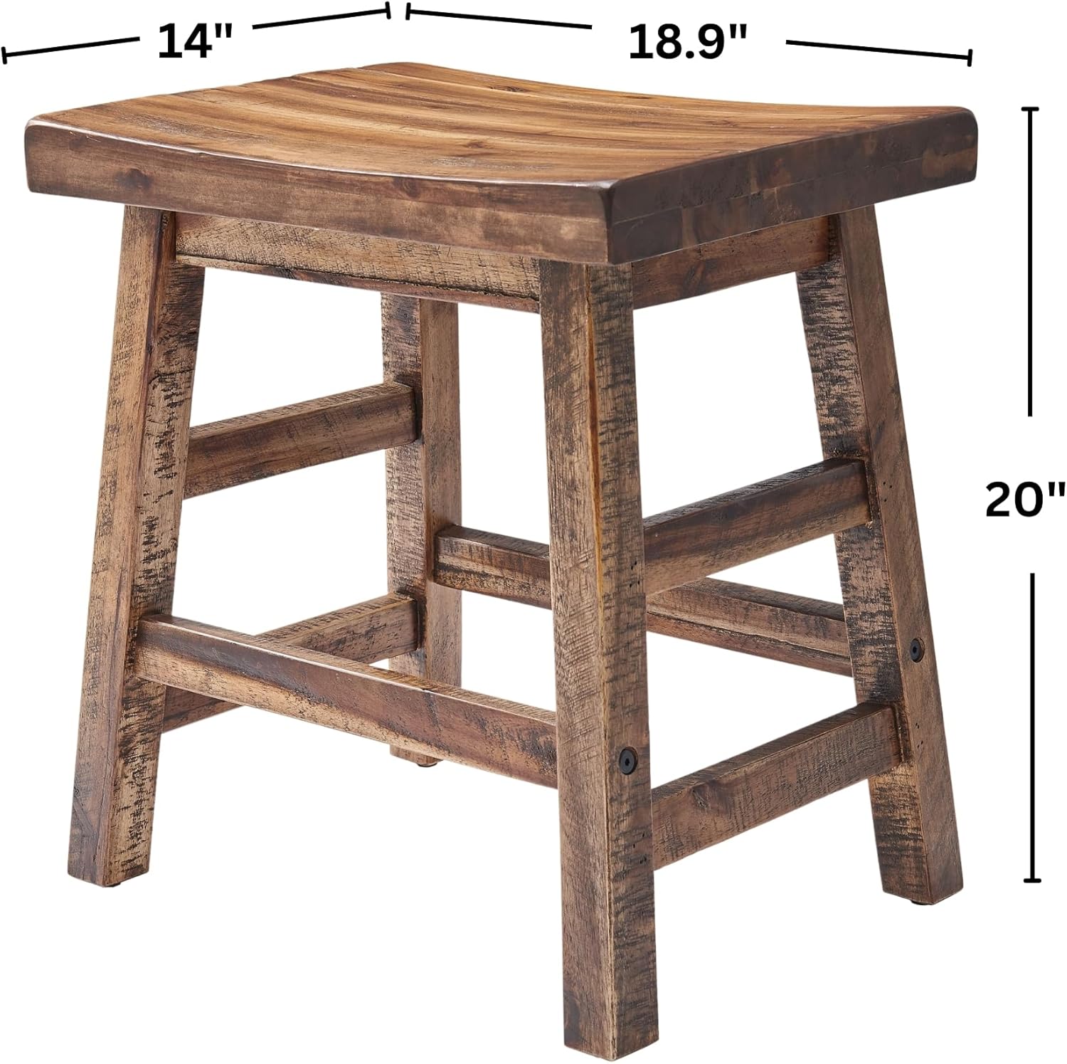 Alaterre Furniture Durango 20-Inch Tall Industrial Wood Dining Stool - Table or Extra Seat - Unique Rustic Industrial Style and Comfort - Farmhouse, Solid Wood Furniture