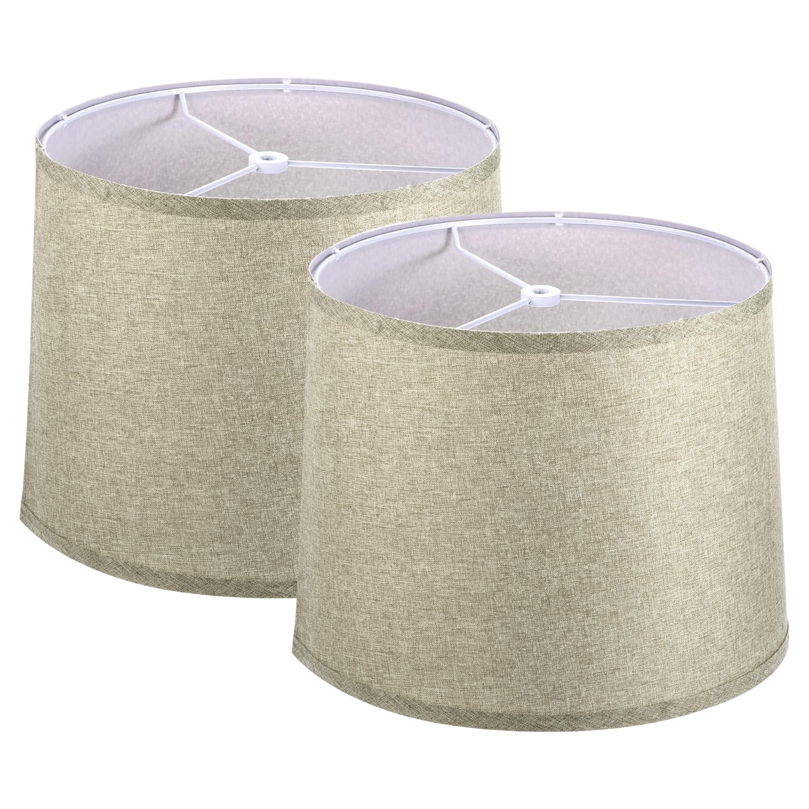 PATIKIL Lamp shades for Table Lamps 11.4" Top x 12.6" Bottom x 9.8" High Drum Lamp shades for Floor Lamps Medium Linen Lampshade Easy Assembly for Lamp Replacement, Beige