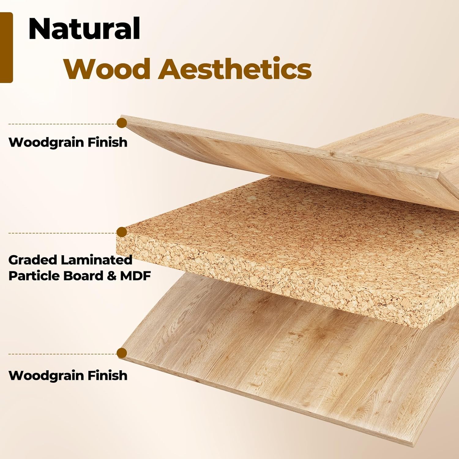 Sideboard Buffet Storage Cabinet - Wood Cabinets with Adjustable Shelves Fluted Doors, Anti-Tip Console Table for Kitchen Dining Living Room or Entryway Hallway, Easy Assembly, Natural