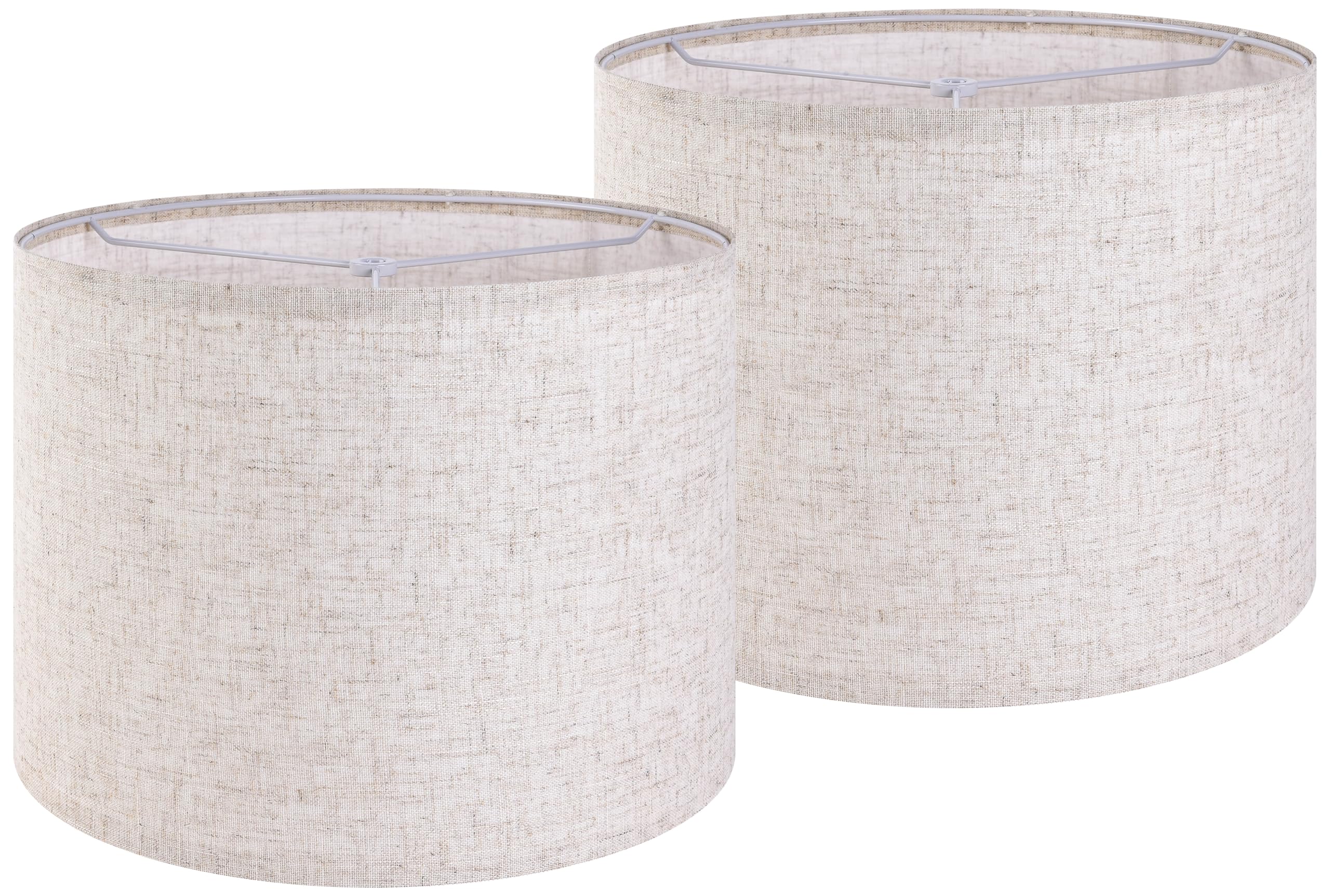 GO&SO Natural Linen Medium Drum Lamp Shades 13" Top x 13" Bottom x 10" High (Spider) Modern Beige Gray Lampshade for Table Lamps Bedside Lamps -Assembly Required - By GO&SO
