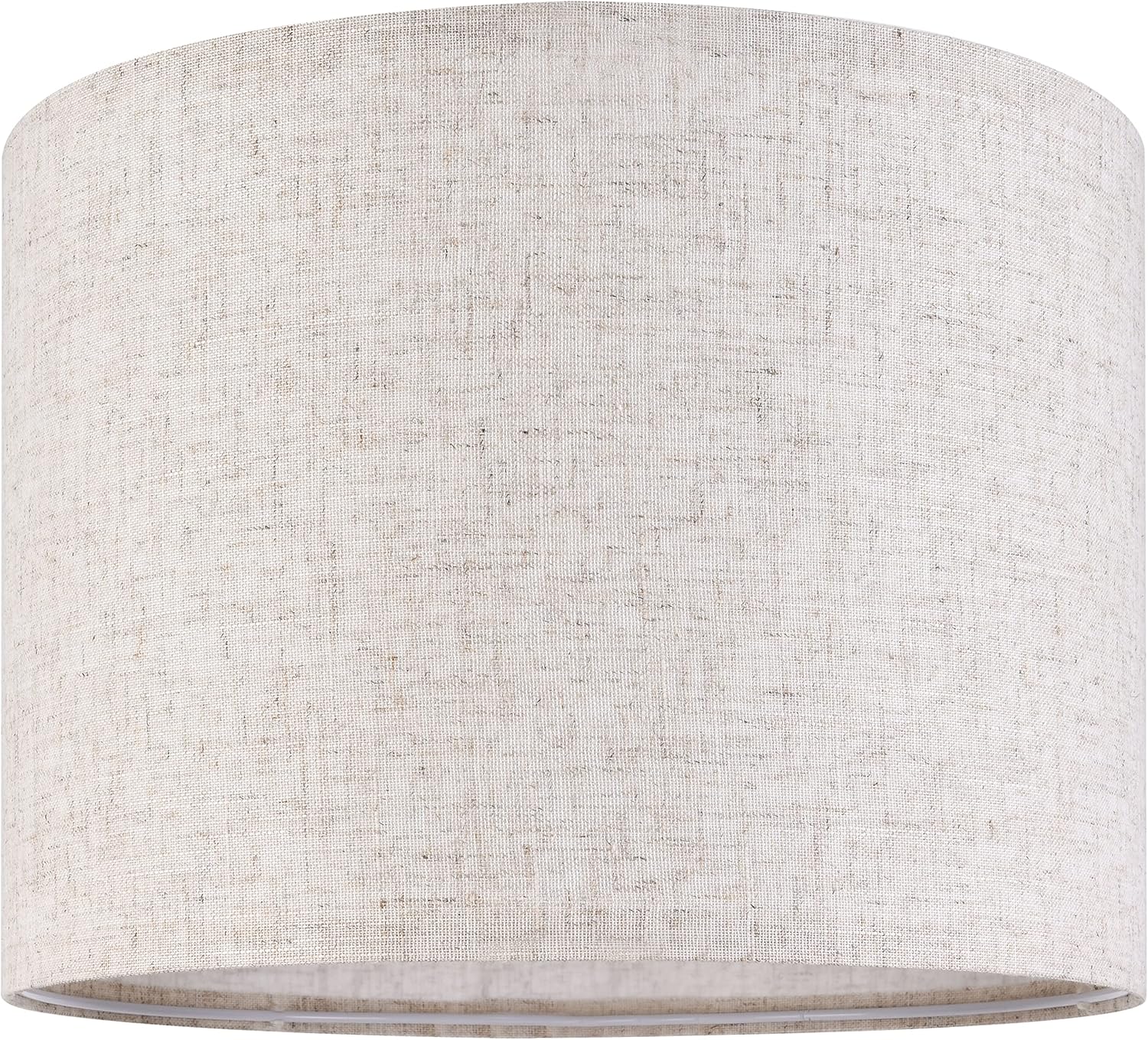 GO&SO Natural Linen Medium Drum Lamp Shades 13" Top x 13" Bottom x 10" High (Spider) Modern Beige Gray Lampshade for Table Lamps Bedside Lamps -Assembly Required - By GO&SO